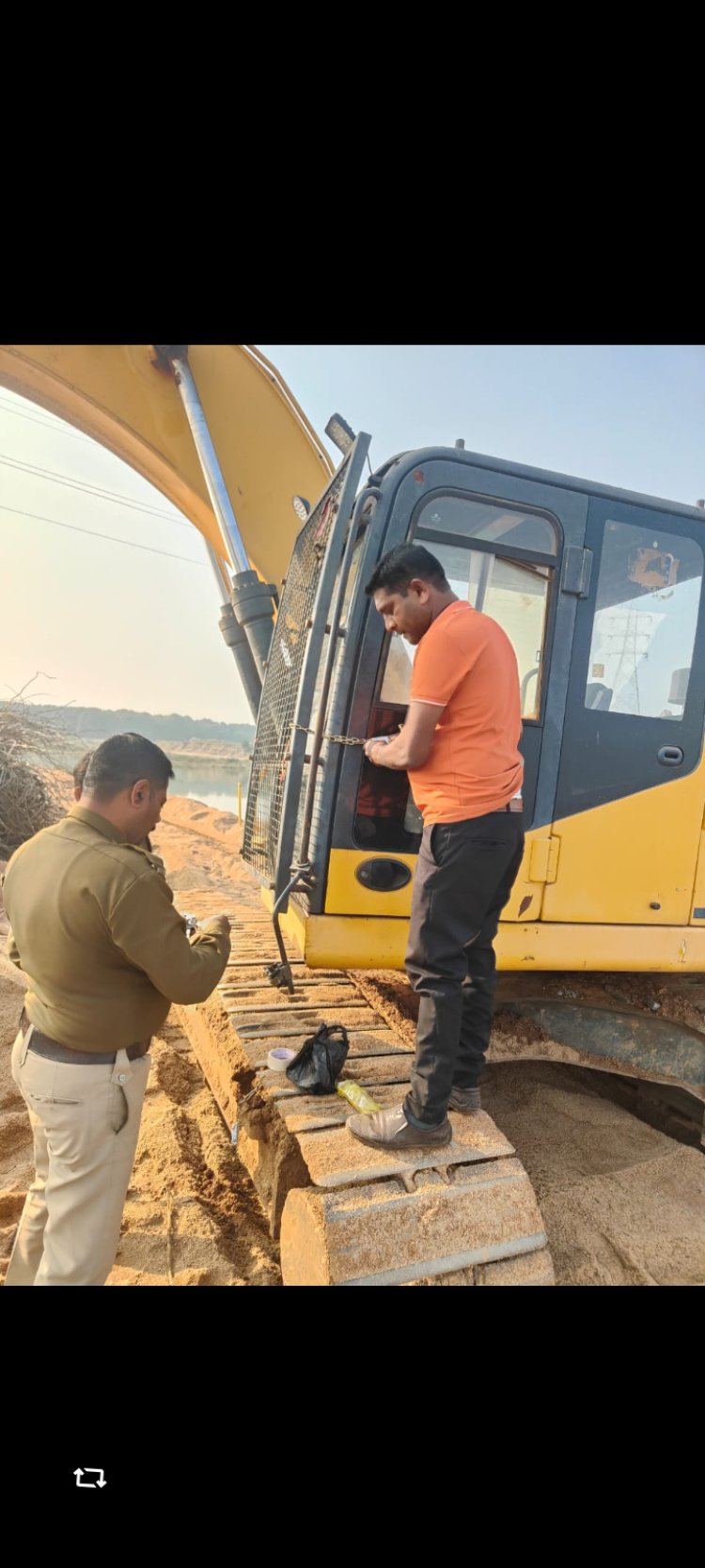 अवैध रेत खनन पर सख्त कार्रवाई: आरंग क्षेत्र में खदान सील, मशीनें व वाहन जब्त